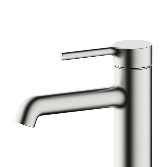 Grifo de lavabo bajo Stillo Hades apariencia acero inoxidable con apertura en frío y aireador