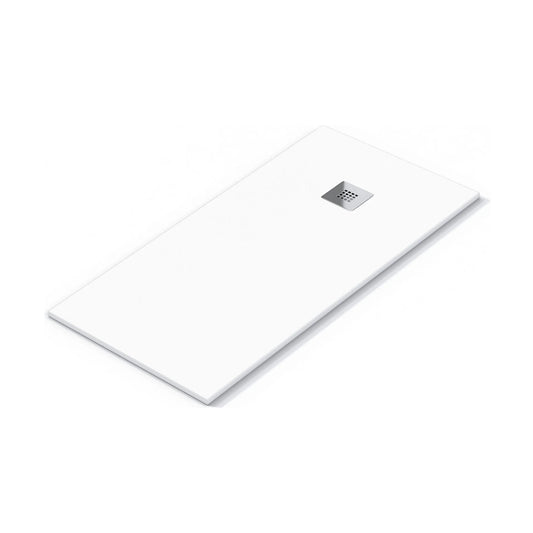 Plato de ducha rectangular de resina Stillo Confort de 100x70 cm en color blanco sin marco