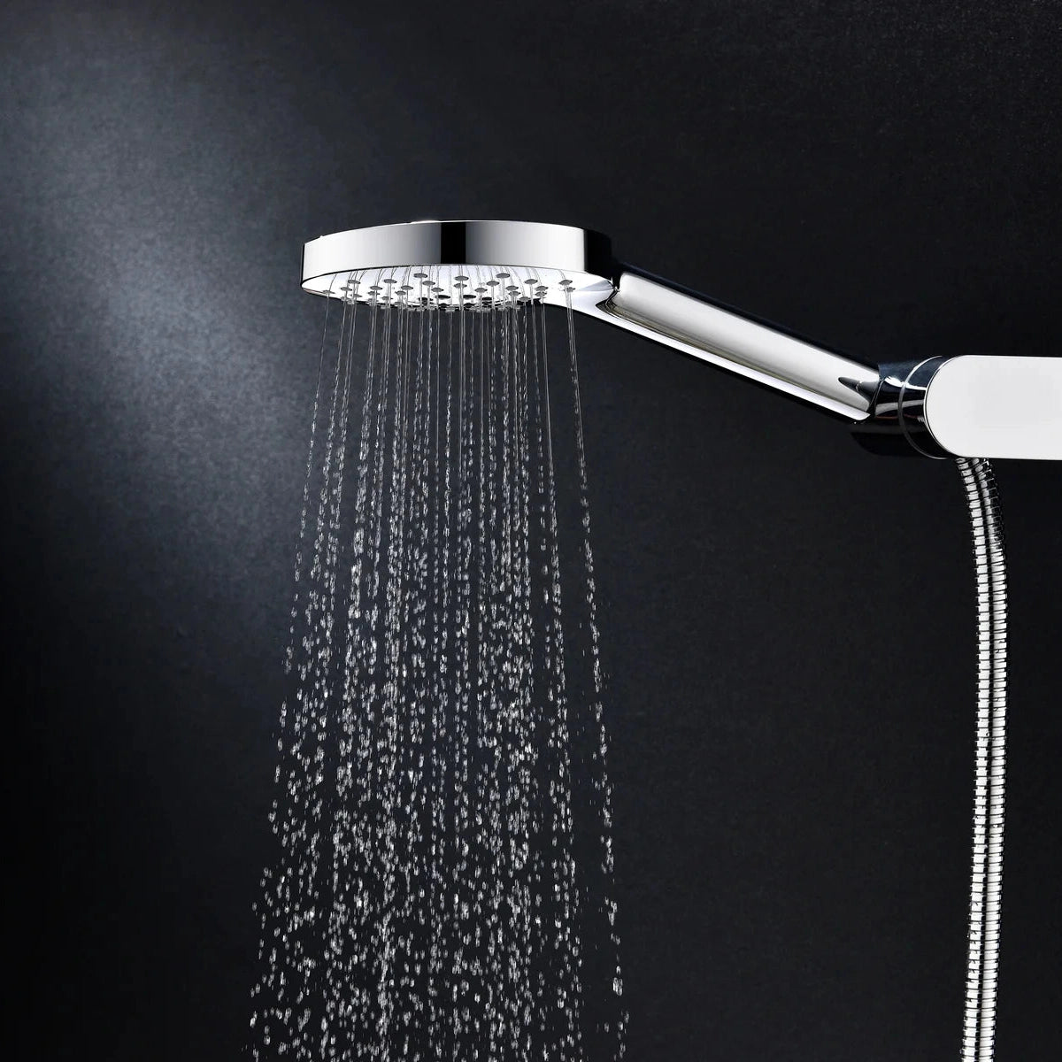 Columna de grifería para ducha monomando Stillo Hades cromo rociador mural 2 vías Ø250mm maneral de 3 funciones moleteado