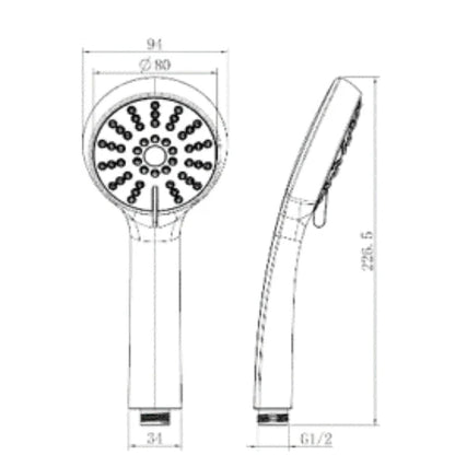 Columna de grifería para ducha monomando Stillo Hera negro rociador mural 2 vías Ø248mm maneral de 3 funciones