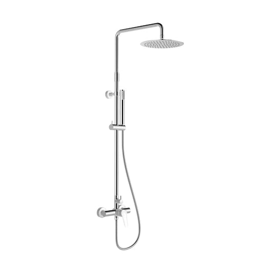 Columna de grifería para ducha monomando Stillo Zeus cromo rociador mural 2 vías Ø250mm