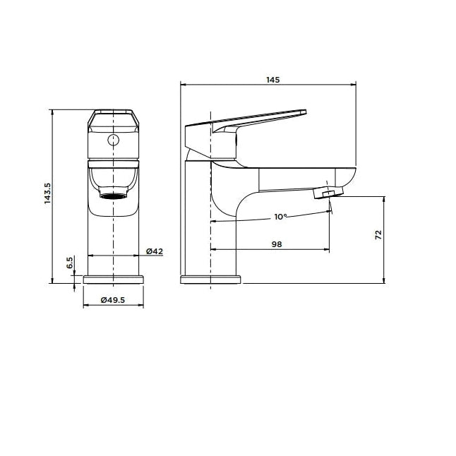 Grifo de lavabo extra alta Stillo Zeus negro mate con sistema Cold Open