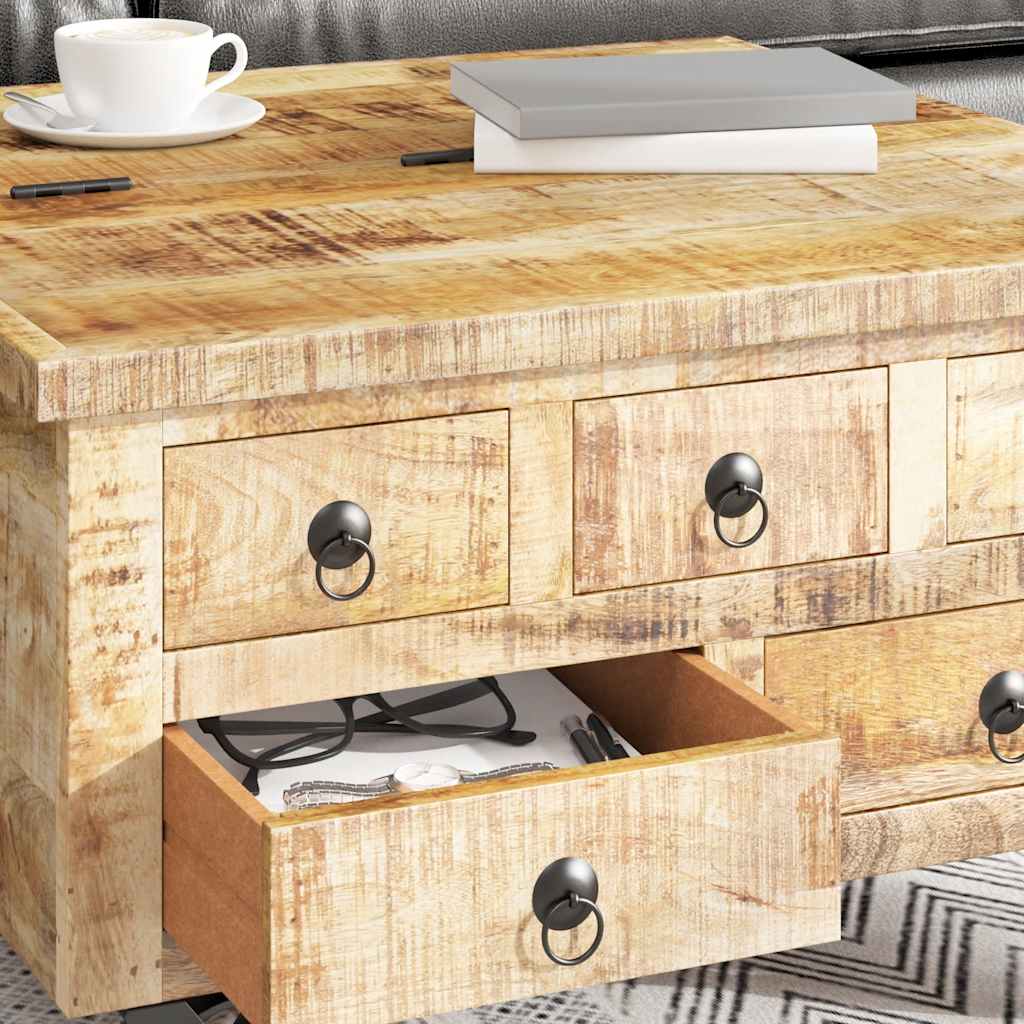 Mesa De Centro De Madera De Mango Rugosa 70X70X40 Cm