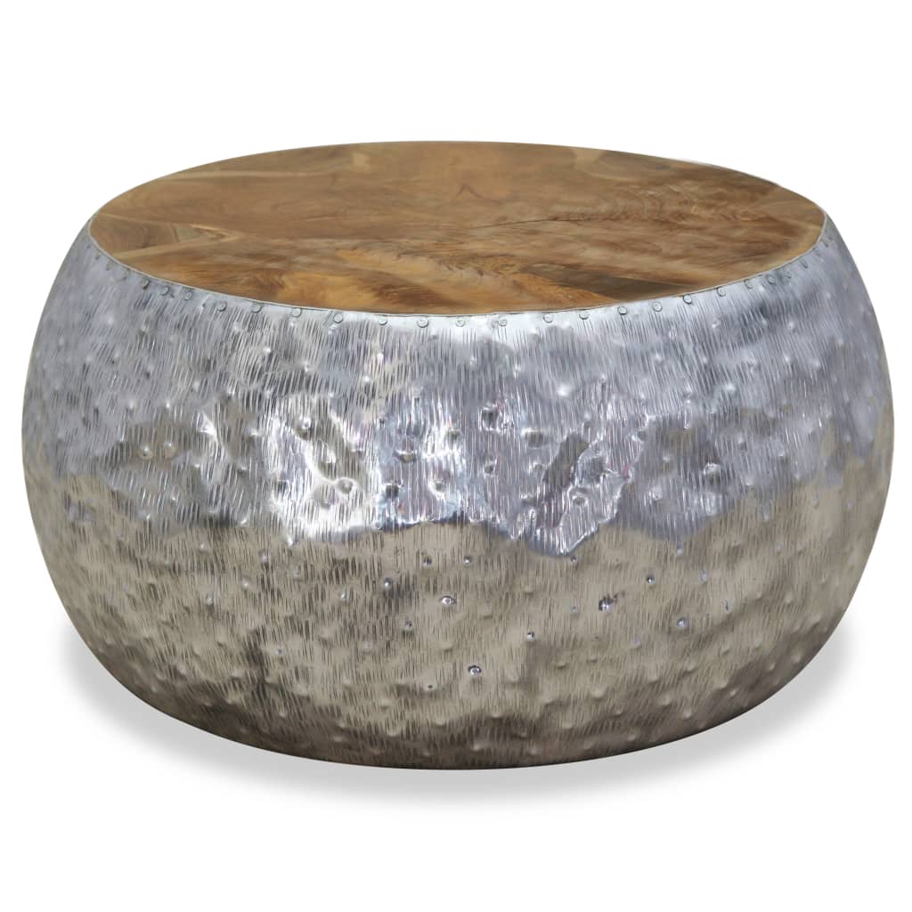 Mesa De Centro Aluminio Teca 60X60X30 Cm
