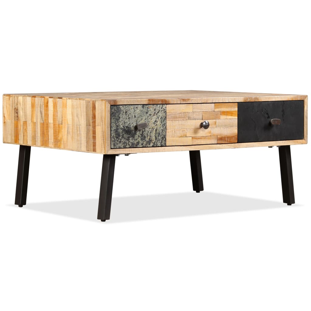 Mesa De Centro De Teca Maciza Reciclada 90X65X40 Cm