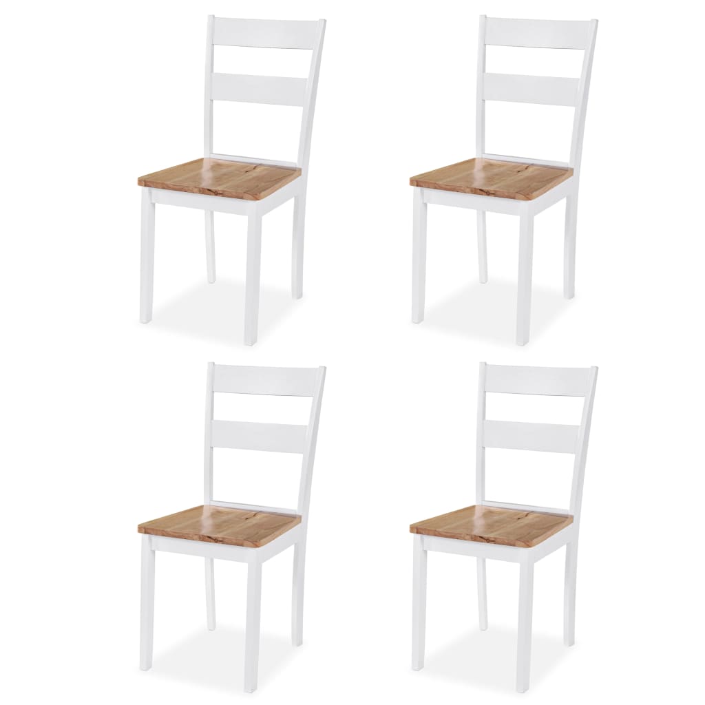Juego De Comedor De Mdf Y Madera De Caucho 5 Piezas Blanco