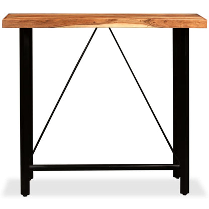 Set Muebles De Bar 5 Pzas Madera Maciza Acacia Cuero Genuino