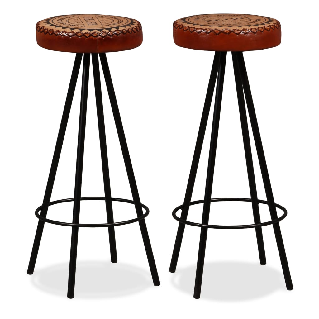 Mesa Y 2 Taburetes Bar Madera Maciza Reciclada Cuero Real Lona
