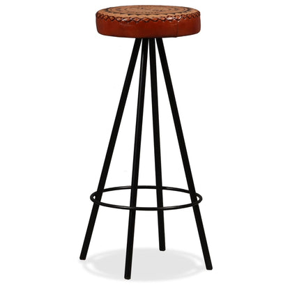 Mesa Y 2 Taburetes Bar Madera Maciza Reciclada Cuero Real Lona