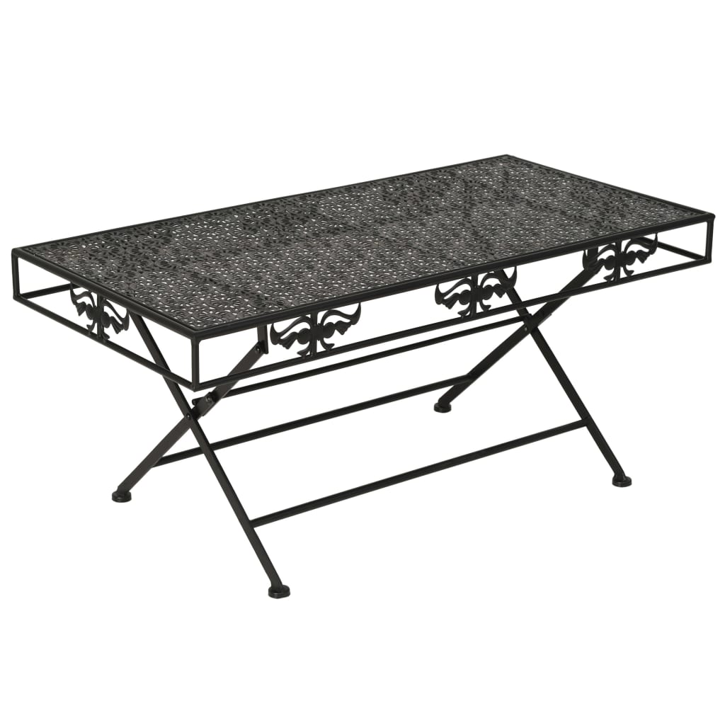 Mesa De Centro Plegable Estilo Vintage Metal Negro 100X50X45 Cm
