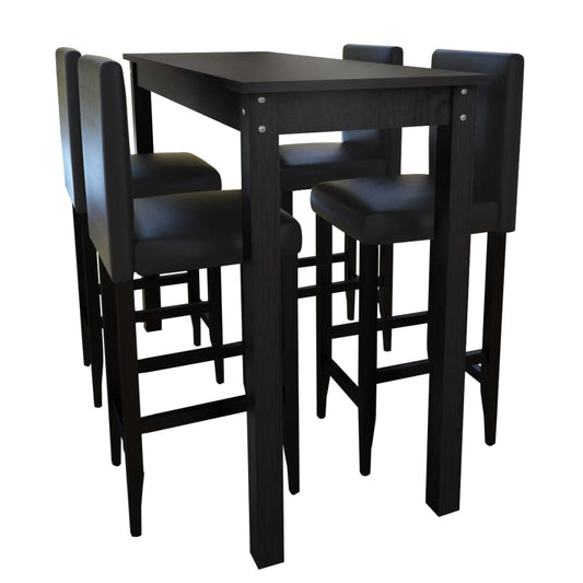 Mesa Alta De Cocina Con 4 Sillas De Barra Negras
