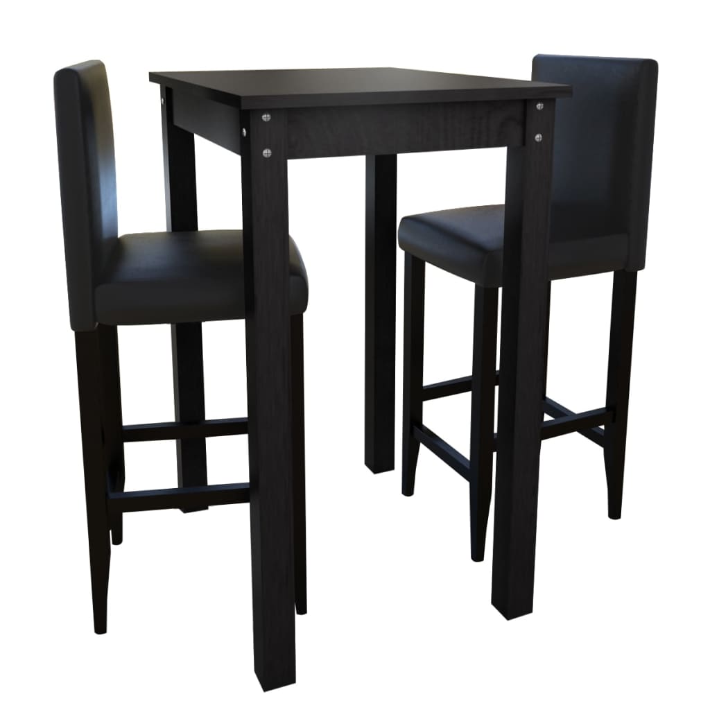 Mesa Alta De Cocina Con 4 Sillas De Barra Negras