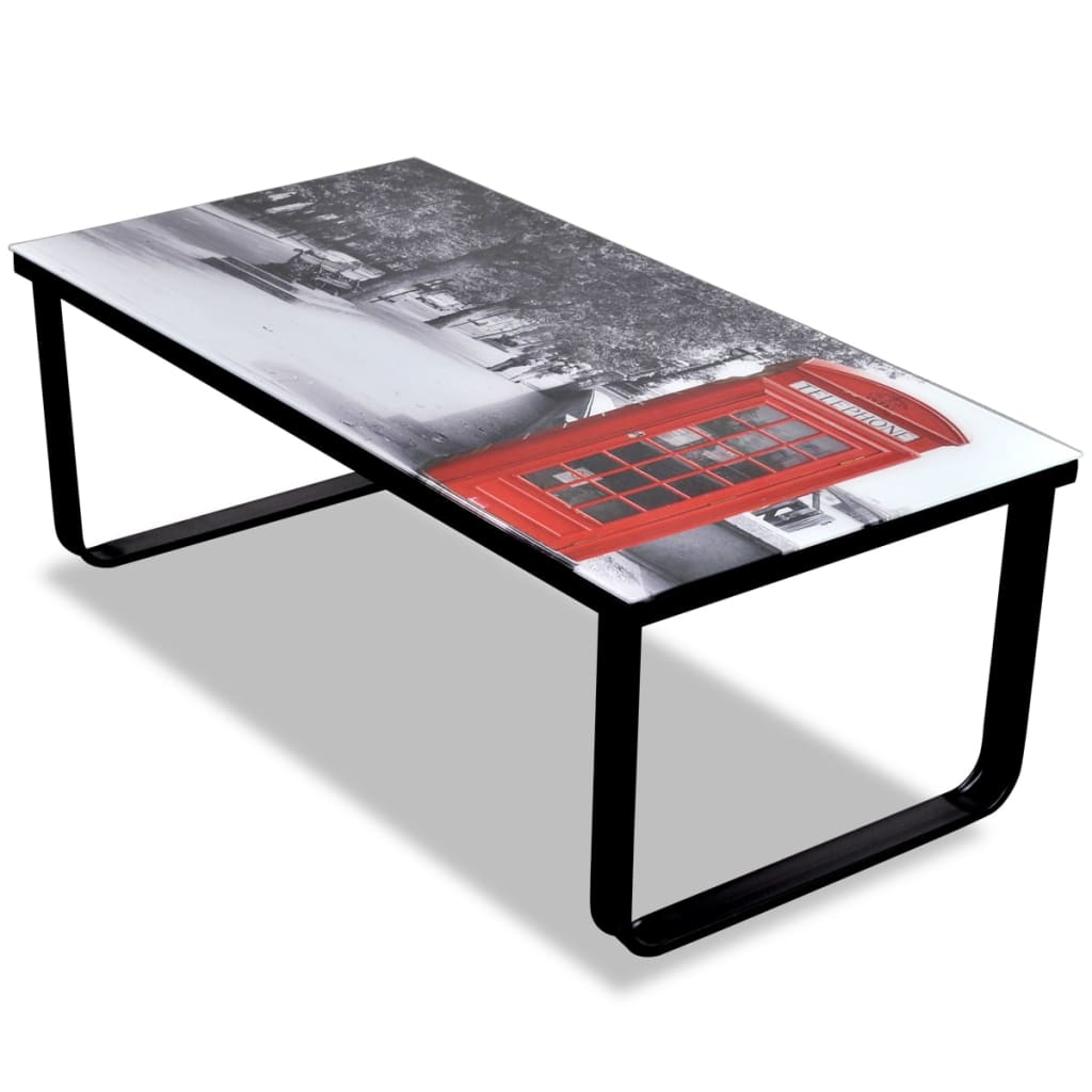 Mesa De Centro Superficie De Vidrio Estampado Cabina Telefónica