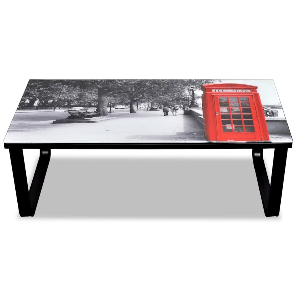 Mesa De Centro Superficie De Vidrio Estampado Cabina Telefónica
