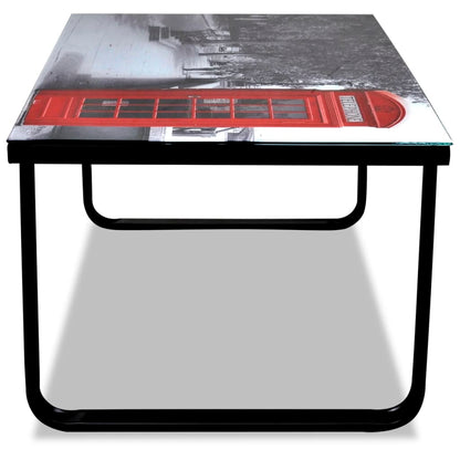 Mesa De Centro Superficie De Vidrio Estampado Cabina Telefónica