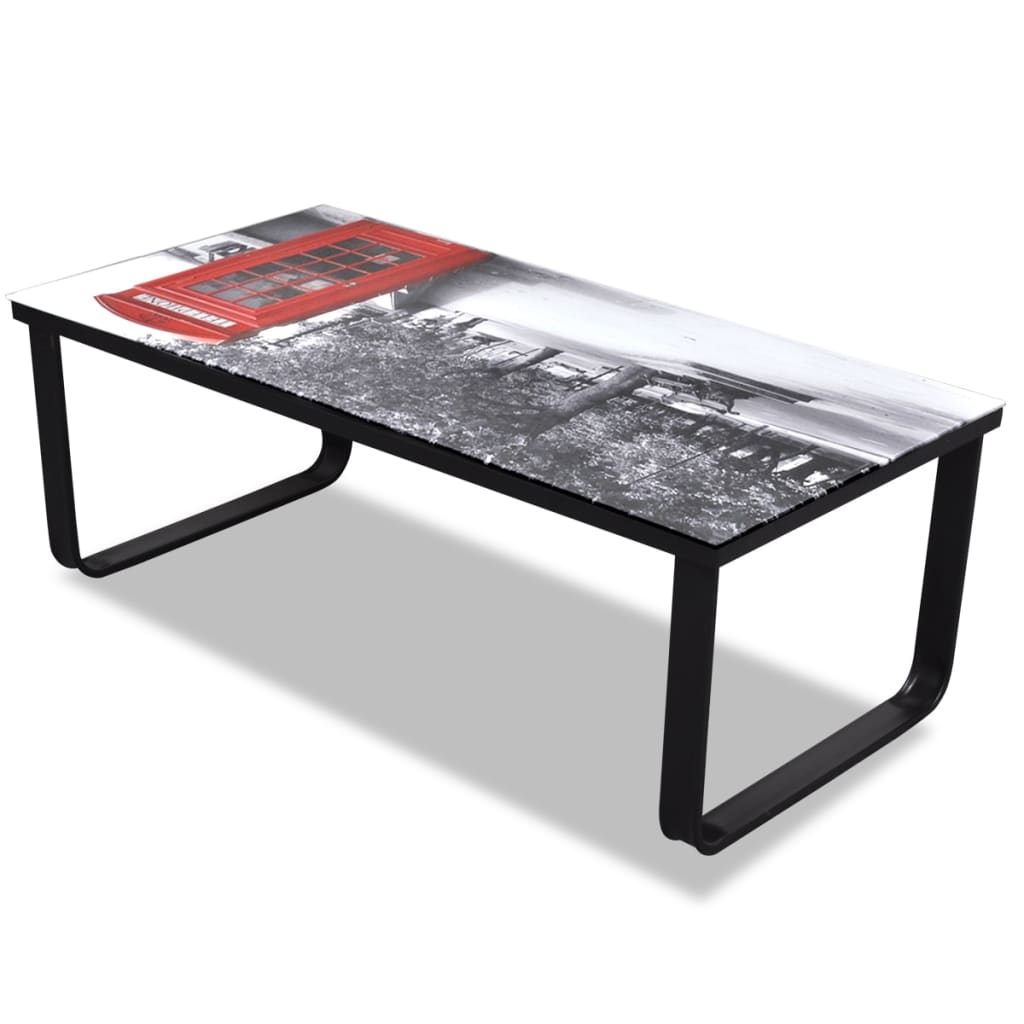 Mesa De Centro Superficie De Vidrio Estampado Cabina Telefónica