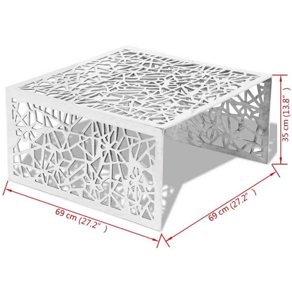 Mesa De Centro Con Diseño Geométrico Calado Aluminio Plateado
