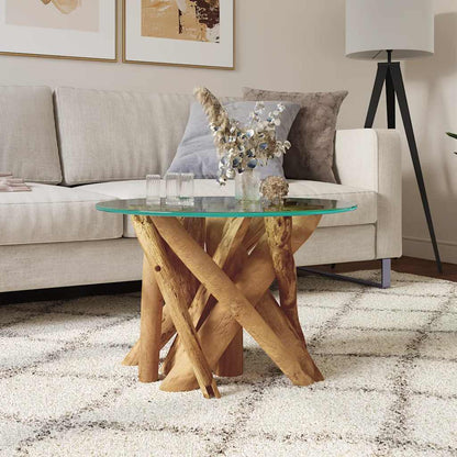 Mesa De Centro De Madera Flotante De Teca Maciza 60 Cm