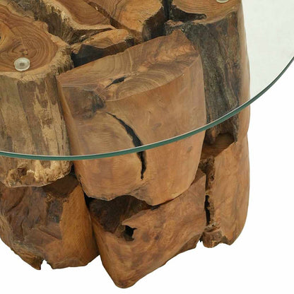 Mesa De Centro De Madera Flotante De Teca Maciza 60 Cm