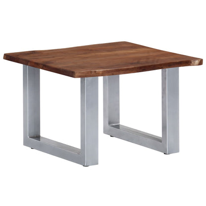 Mesa De Centro Borde Natural Madera Maciza Acacia 60X60X40 Cm
