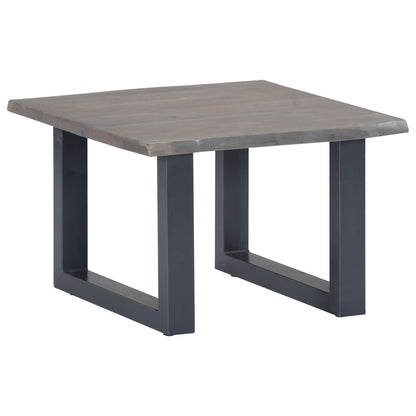 Mesa De Centro Borde Natural Madera Maciza Acacia 60X60X40 Cm