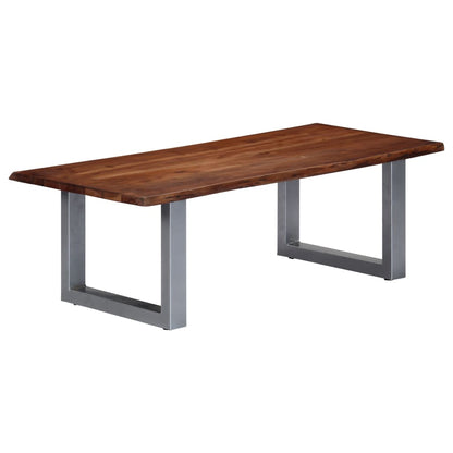 Mesa De Centro Borde Natural Madera Maciza Acacia 60X60X40 Cm