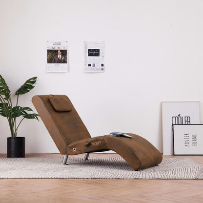 Diván De Masaje Con Almohada De Piel De Ante Artificial