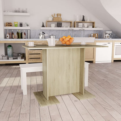 Mesa De Comedor Madera Contrachapada Blanco Roble 120X60X76 Cm