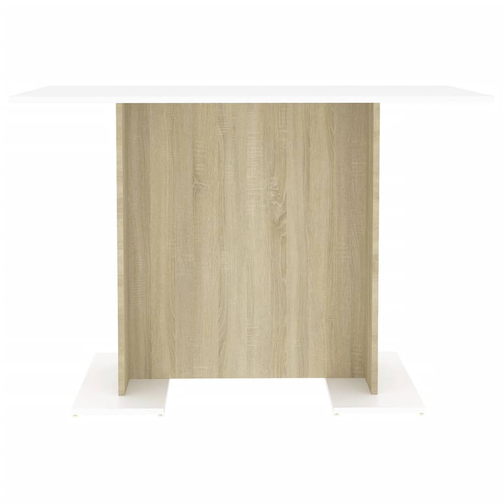 Mesa De Comedor Madera Contrachapada Blanco Roble 120X60X76 Cm