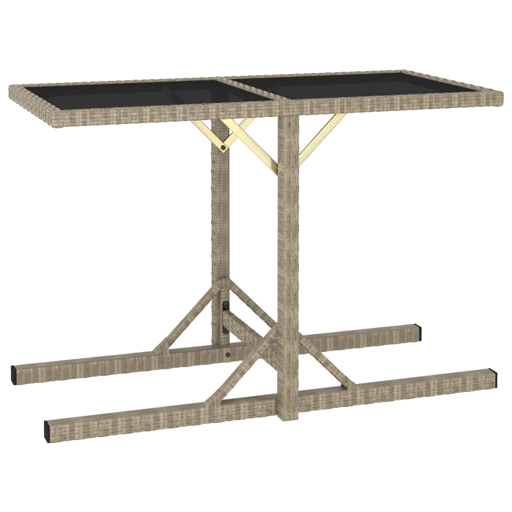 Mesa De Jardín Madera Maciza De Acacia Y Ratán Sintético Beige