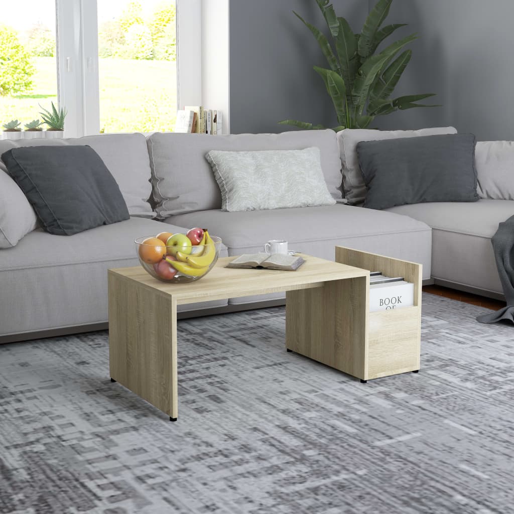 Mesa De Centro Madera Ingeniería Envejecida 90X45X35 Cm