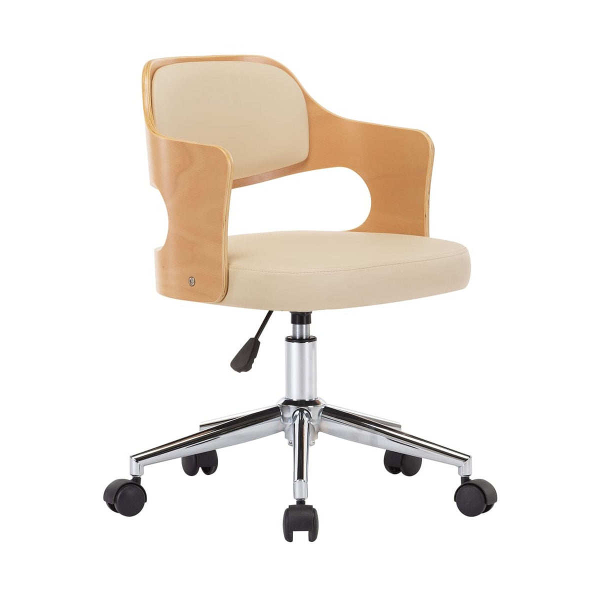 Silla De Oficina Giratoria Madera Curvada Cuero Sintético