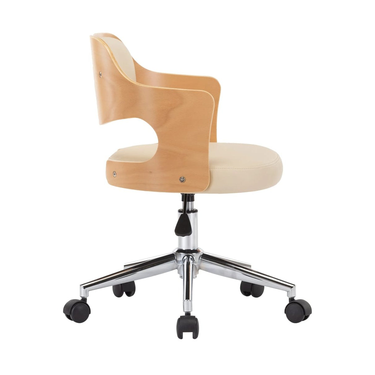 Silla De Oficina Giratoria Madera Curvada Cuero Sintético