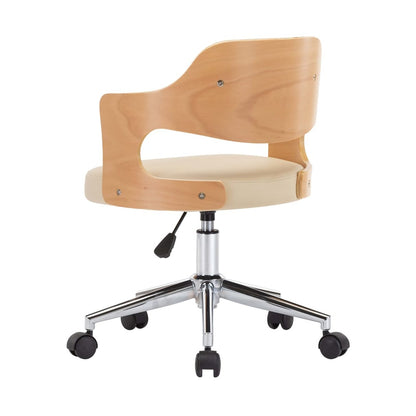 Silla De Oficina Giratoria Madera Curvada Cuero Sintético