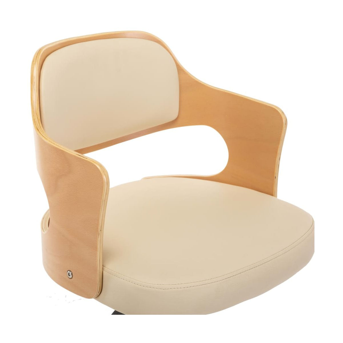 Silla De Oficina Giratoria Madera Curvada Cuero Sintético