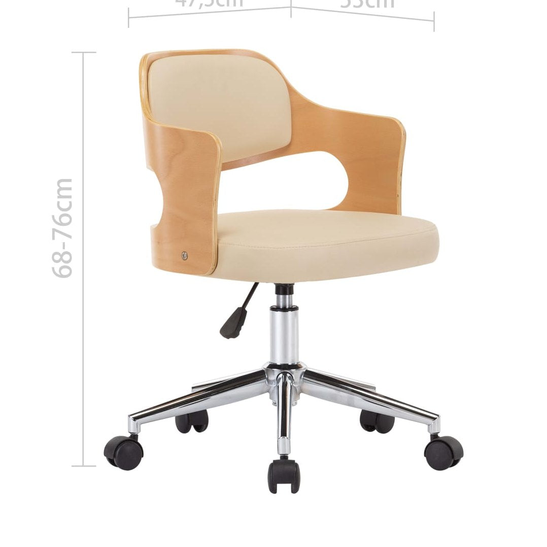 Silla De Oficina Giratoria Madera Curvada Cuero Sintético