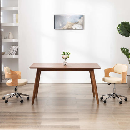 Silla De Oficina Giratoria Madera Curvada Cuero Sintético