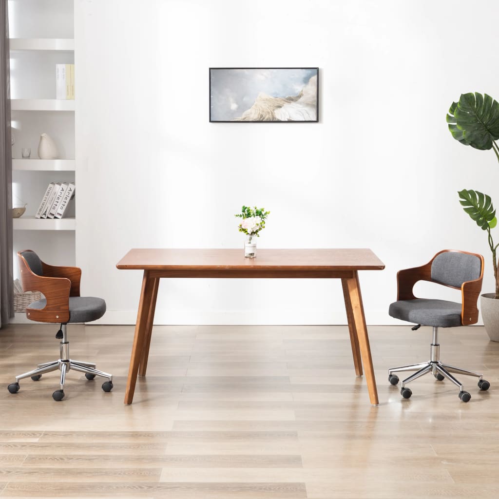 Silla De Oficina Giratoria Madera Curvada Cuero Sintético