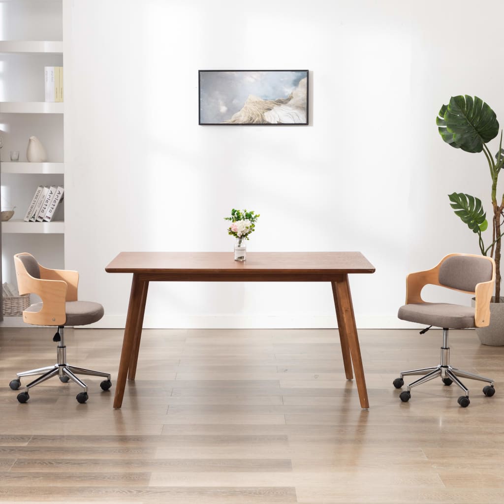 Silla De Oficina Giratoria Madera Curvada Cuero Sintético