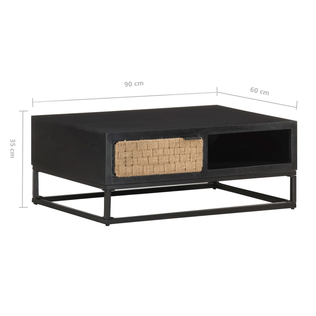 Mesa De Centro De Madera Maciza De Mango 90X60X35 Cm
