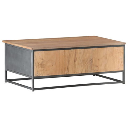 Mesa De Centro De Madera Maciza De Acacia Gris 90X50X35 Cm