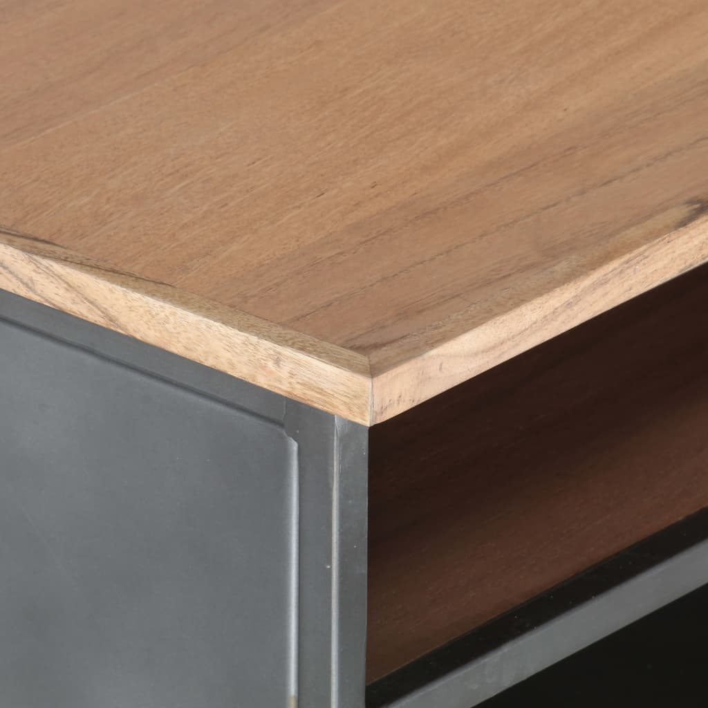 Mesa De Centro De Madera Maciza De Acacia Gris 90X50X35 Cm