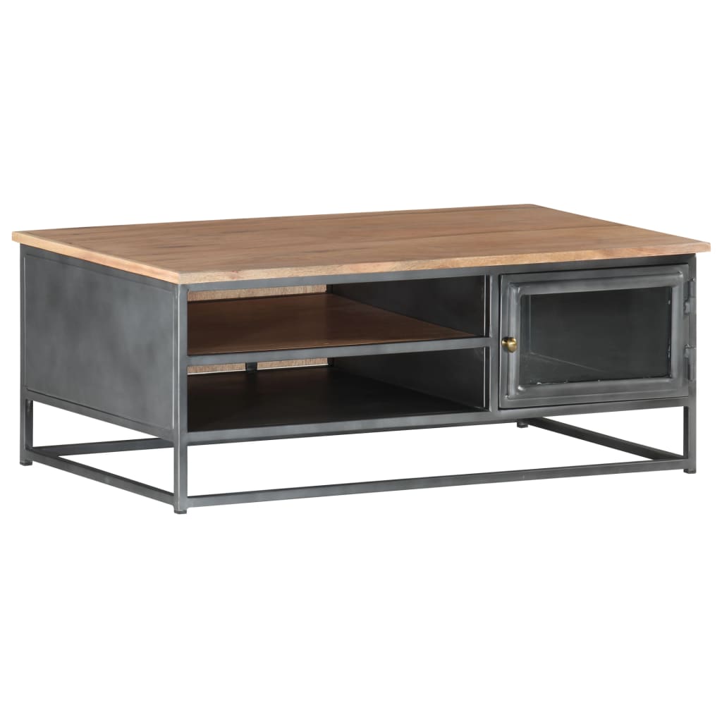 Mesa De Centro De Madera Maciza De Acacia Gris 90X50X35 Cm