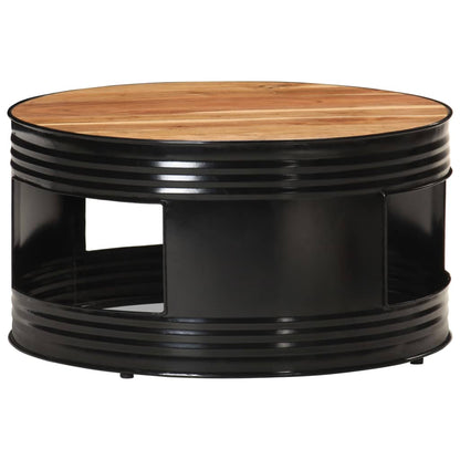 Mesa De Centro Madera Maciza De Mango Rugosa Negra 68X