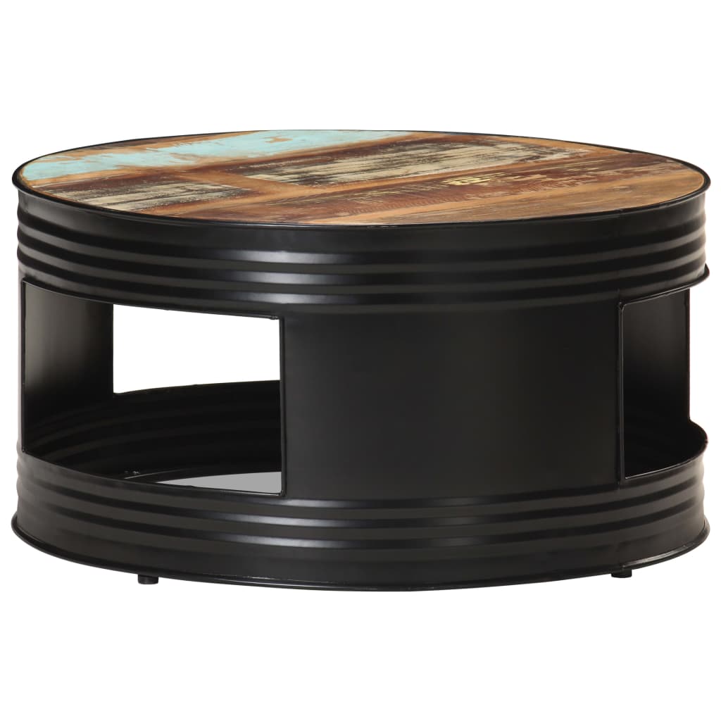 Mesa De Centro Madera Maciza De Mango Rugosa Negra 68X