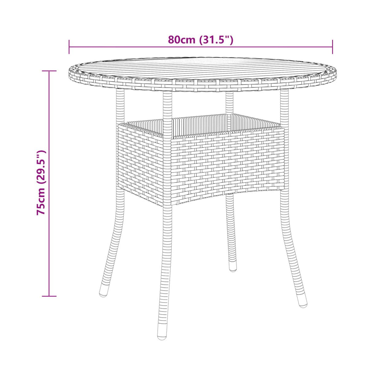 Mesa De Jardín Madera Acacia Y Ratán Sintético Ø80X75 Cm