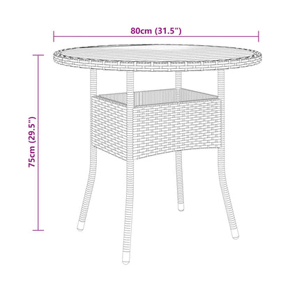 Mesa De Jardín Madera Acacia Y Ratán Sintético Ø80X75 Cm