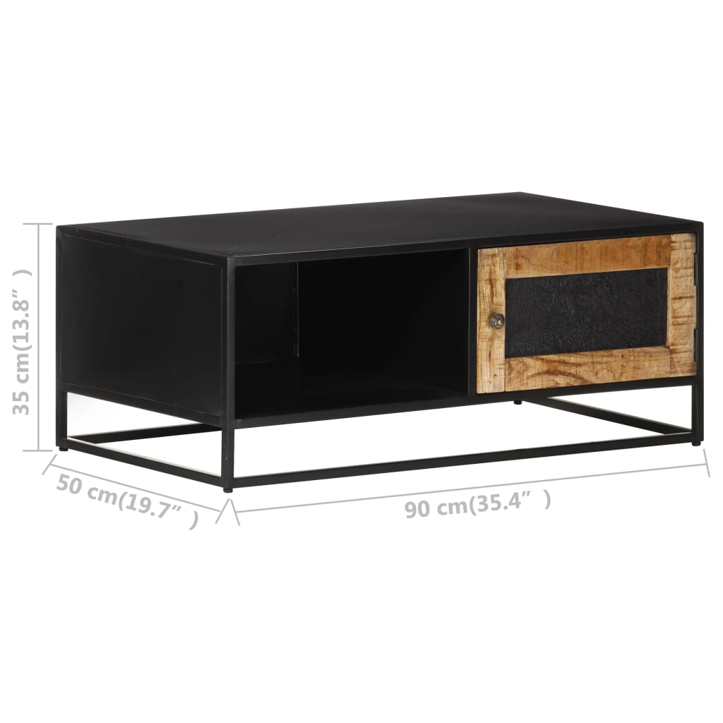 Mesa De Centro Madera De Mango Rugosa 90X50X35 Cm