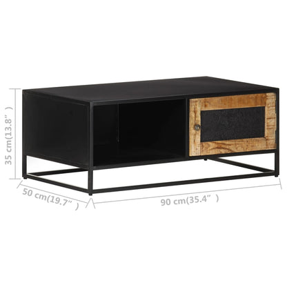 Mesa De Centro Madera De Mango Rugosa 90X50X35 Cm