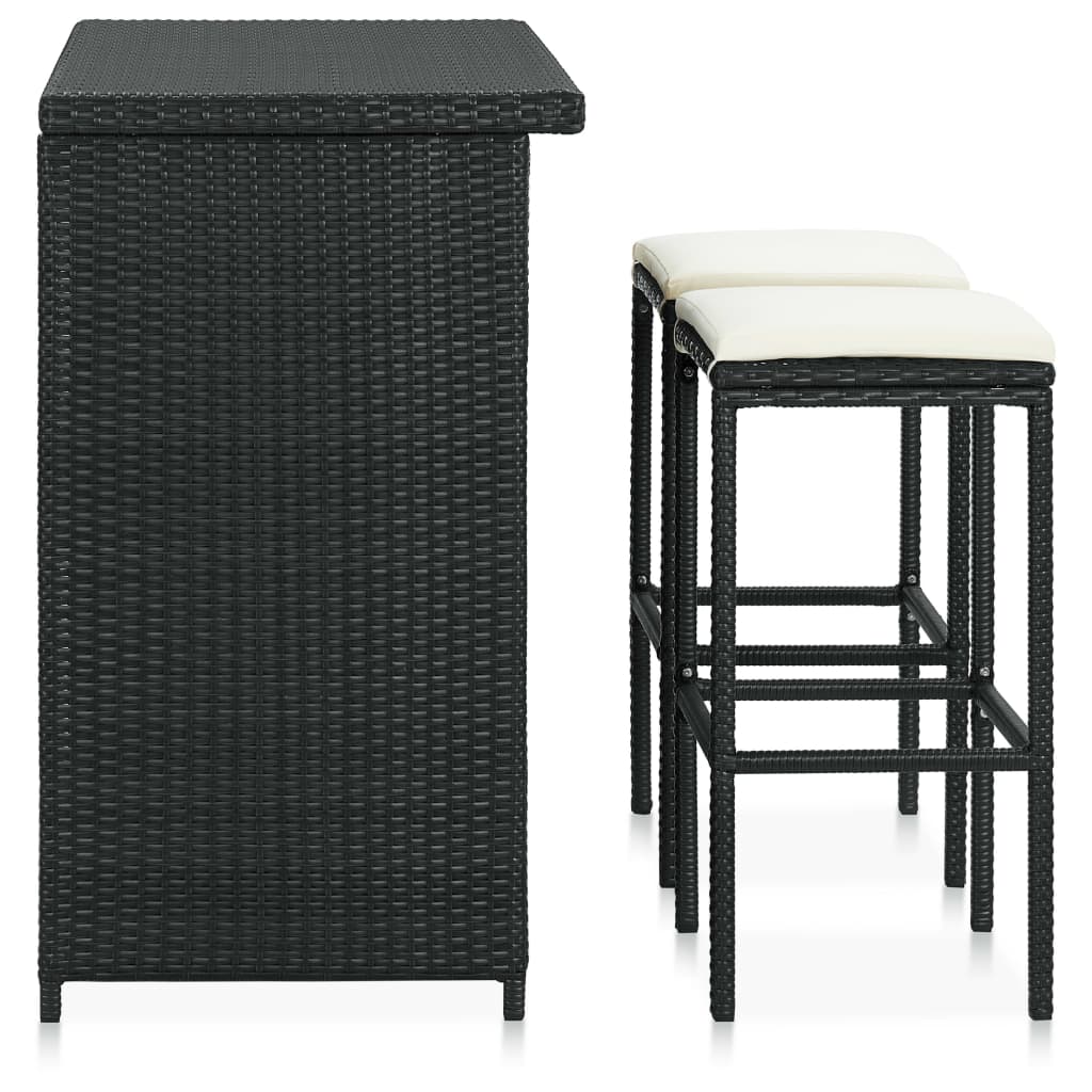 Set Mesa Y Sillas De Bar Jardín 3 Piezas Ratán Sintético
